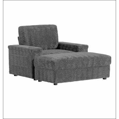 Oversized Chaise Lounge Indoor,Faux Rabbit Fur Sofa Bed with Storage Ottoman and Armrests,Cup Holders,Upholstered Sleeper Chair,Reading Couch with Dee by Ivy Bronx