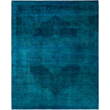 Overdyed Hand-Knotted Wool Modern-Contemporary Green Area Rug 9' 3" x 11' 7"