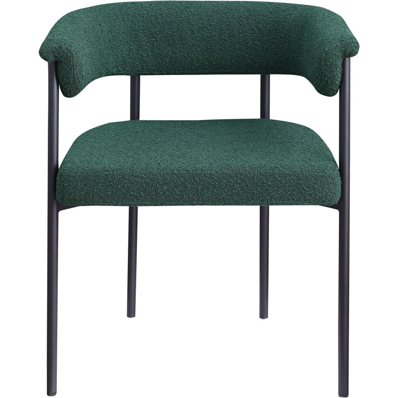Chaise de salle à manger Malin, Tissu bouclé vert
