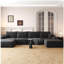 Canapé de 135 pouces avec 1 repose-pieds, canapé en velours simple moderne, canapé de salon en forme de U confortable, canapé d'angle à siège profond, sans assemblage requis, noir (faux velours)-1655128459-1655128460-1655128463