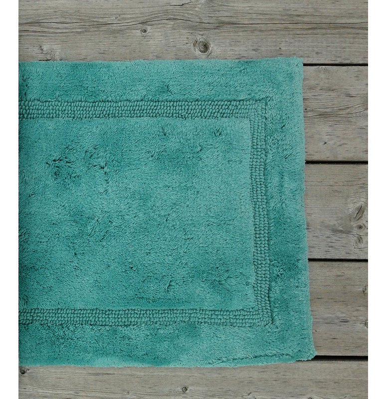 Tapis pour salle de bain Turkish, L 21 po x L 34 po, Bleu sarcelle