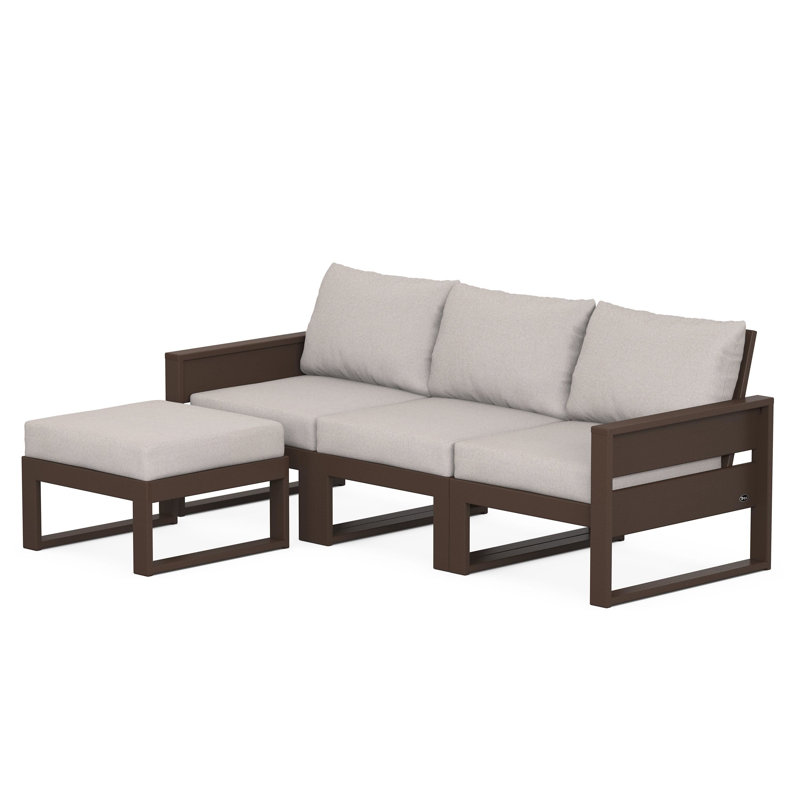 TREX Outdoors Eastport 3 - Person Outdoor Seating Group with Cushions, Brown, Dune Burlap