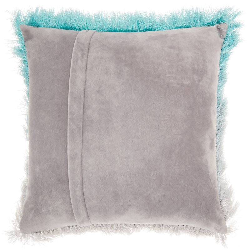 Mariarosa Square Pillow Cover & Insert, Turquoise/Silver