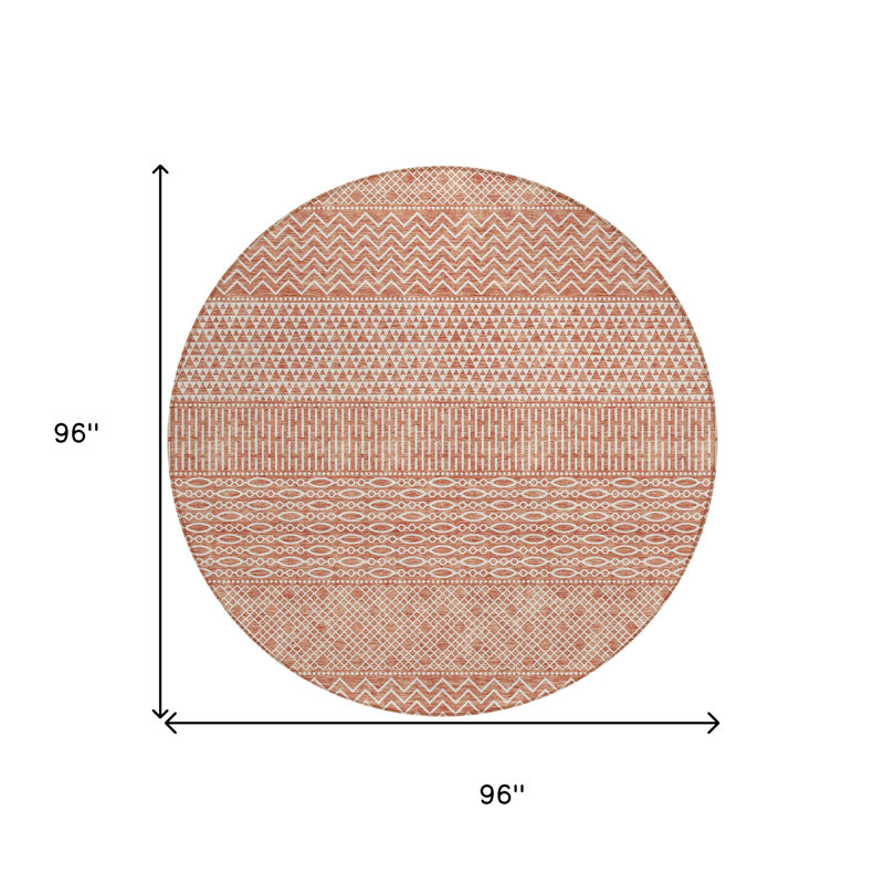 Tapis intérieur lavable rond 8 pi saumon et ivoire 8 pi