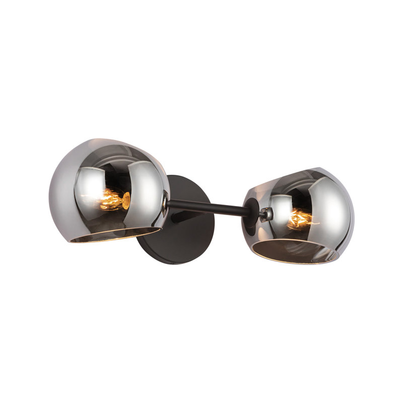 Willow Vanity Light, Matte Black, 2, Smoked Solid Glass