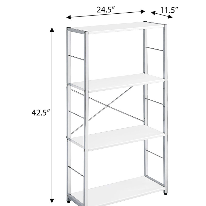 Bibliothèque rectangulaire à 4 niveaux, (4 tablettes) H 42,5 po x l 24,5 po x P 11,5 po