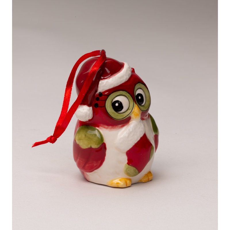 Figurine suspendue chouette tenant un bas