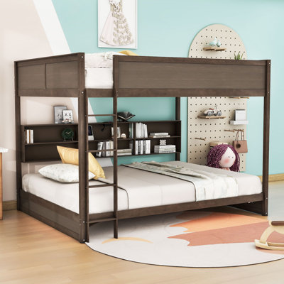 Keighan Queen Over Queen Bunk Bed With Storage Shelves And USB Ports