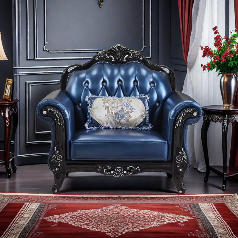 Chaise en cuir massif de style européen