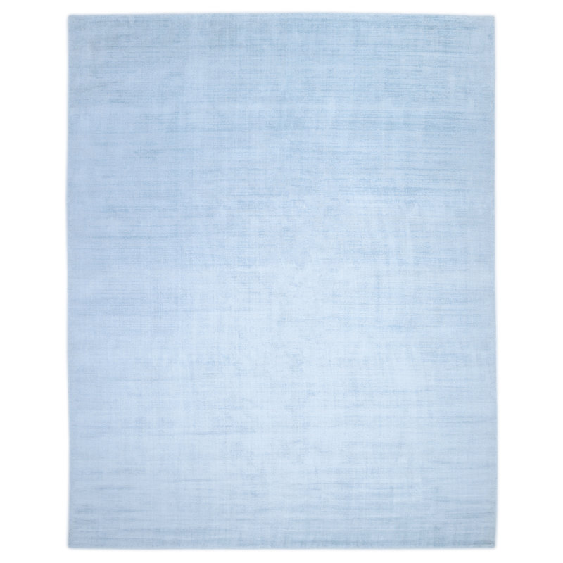 Tapis bleu clair / blanc tissé à la main Caigan, Rectangle 3 pi x 5 pi
