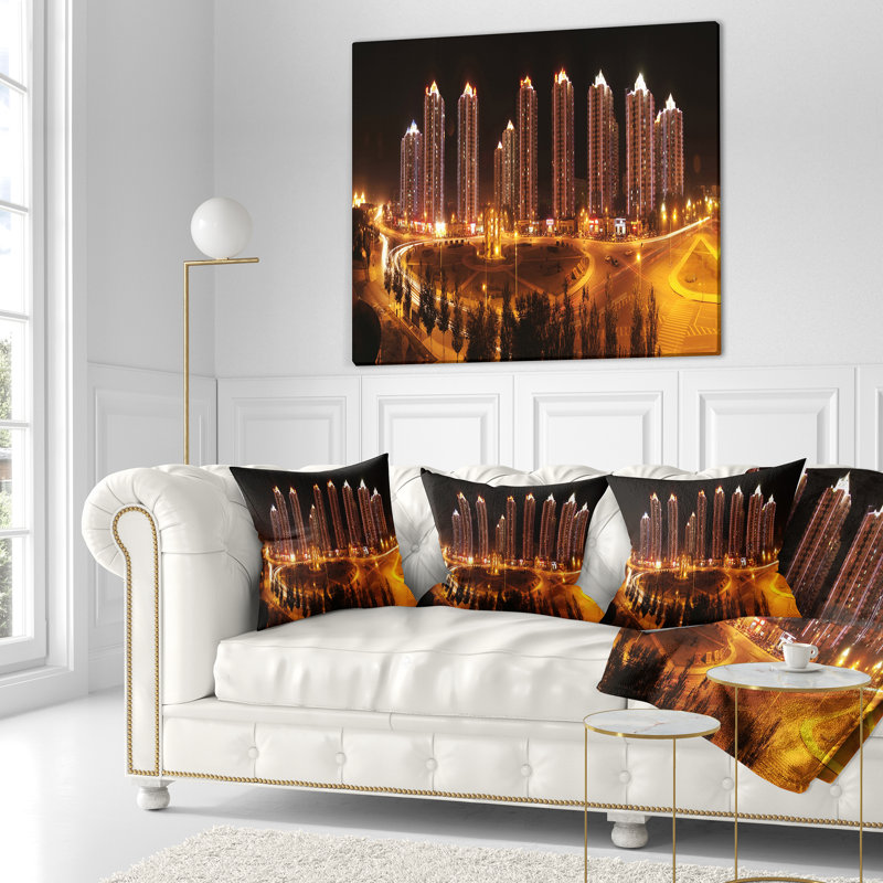 Coussin de photographie de paysage urbain chinois, Rectangulaire, 12 po x 20 po