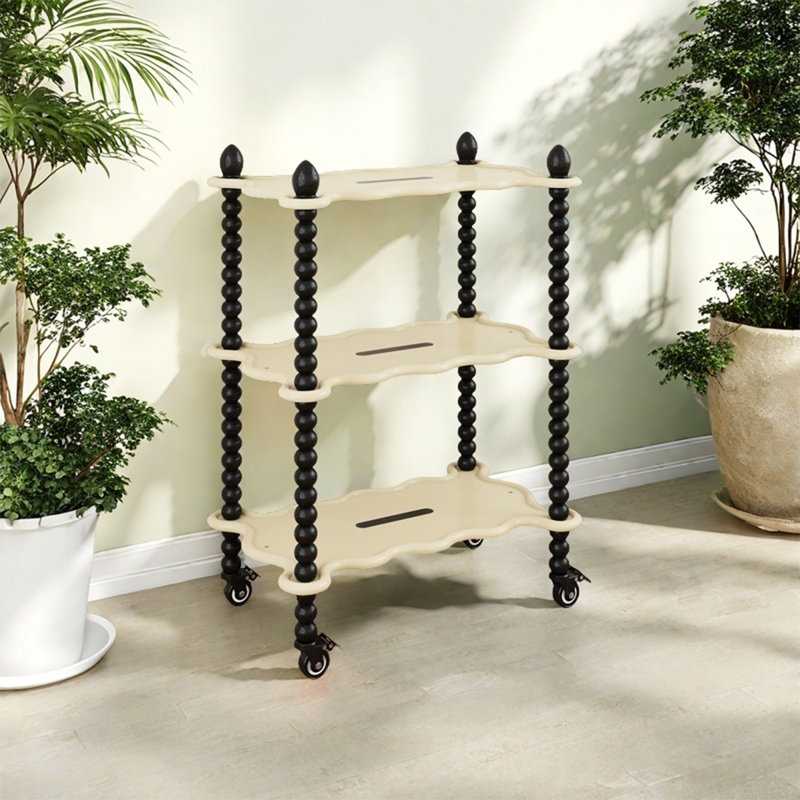 Rangement de plancher d'intérieur à plusieurs niveaux, H 33,46 po x l 23,62 po x P 15,75 po, Crème, crème