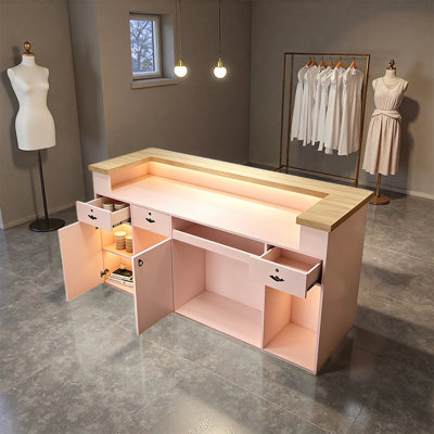 Bureau de réception moderne pour magasin de vêtements, magasin de détail et salon, comptoir avec rangement, aucun assemblage requis