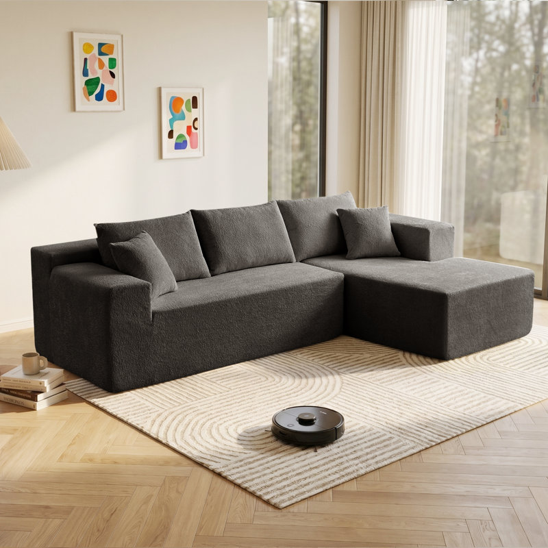 Canapé modulaire Ellie Cloudy Boneless, Orienté à droite, Velours beige