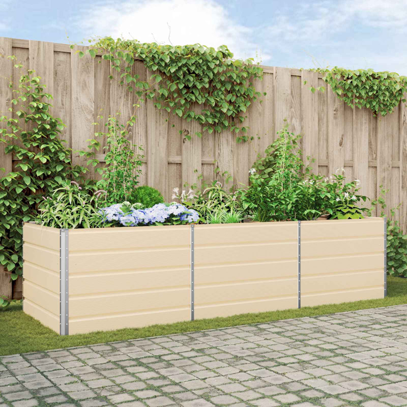 Planter Galvanised Steel, 75cm H x 290cm W x 100cm D, Ivory