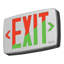Enseigne de sortie LQM avec lettres rouges et vertes EXIT, interrupteur de secours CA / pile, finition argent brossé-112568939