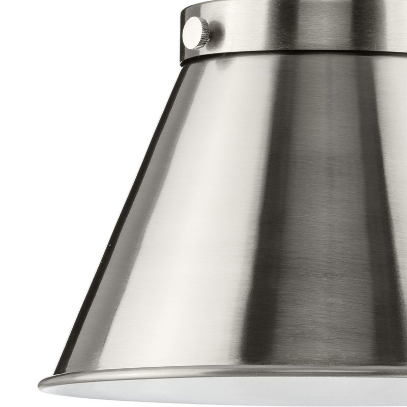 Luminaire suspendu conique à 1 lumière Landrich, Nickel brossé, Nickel brossé