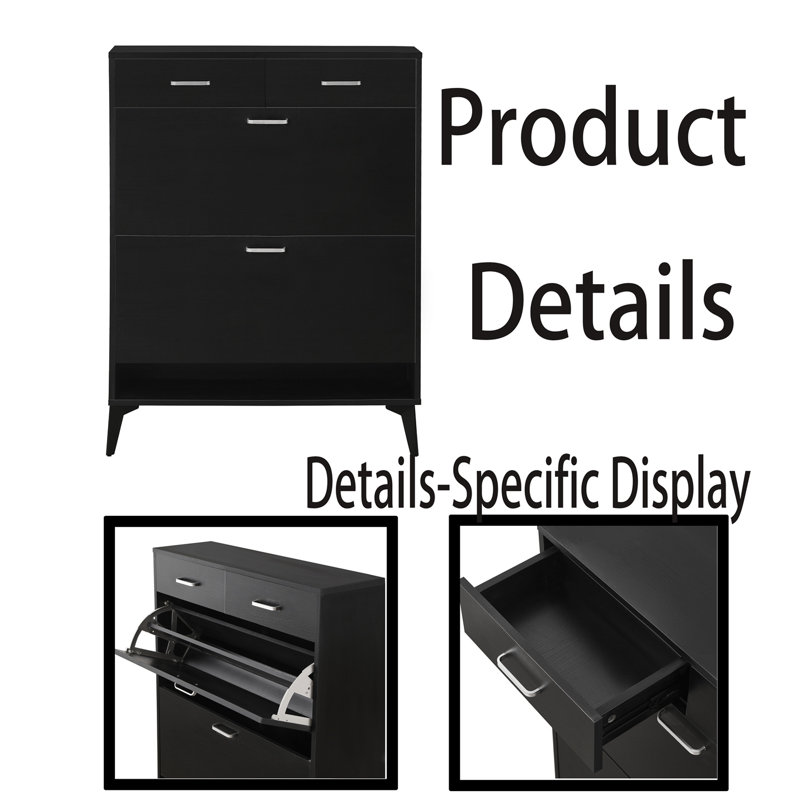 8 Pair Shoe Storage Cabinet, Black