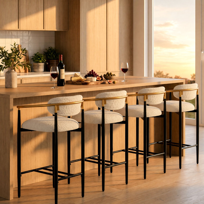 Tabourets de bar modernes COLAMY MATRIX, hauteur assise de 75 cm (29,5 po), pour comptoirs de 102 à 112 cm (40 à 44 po), blancs, ensemble de 4
