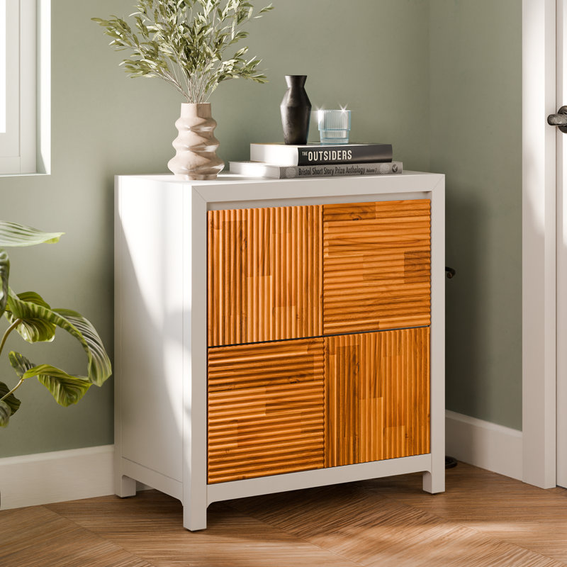 Vivian Jade 27.99" Solid Wood Sideboard, Blanc