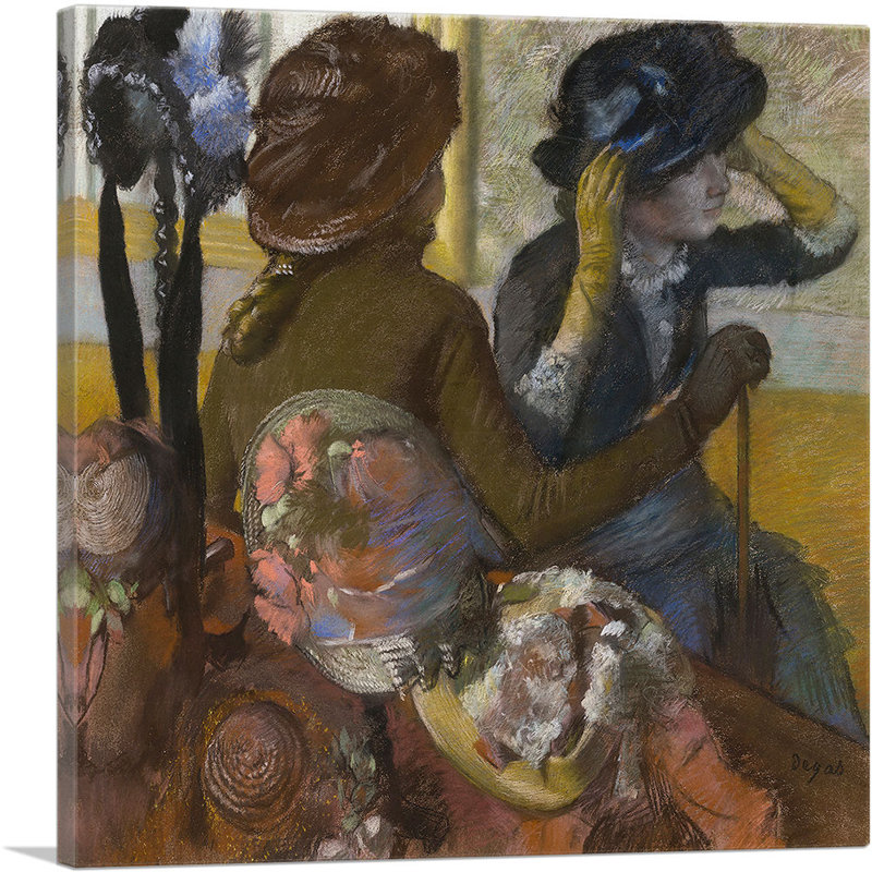 At At The Milliner's 1882 par Edgar Degas - peinture sur toile tendue, H 18 po x l 18 po x P 0,75 po