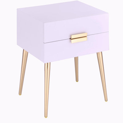 White and gold side table with 2 drawers
