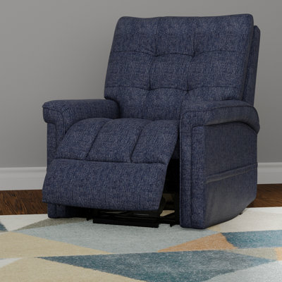 Velour Power Lift Chair In Lugano Indigo