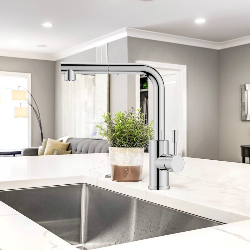 Pull Down Spray Single Lever Kitchen Tap, Chrome