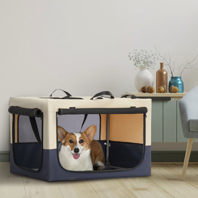 Soft Pet Crate For Indoor Use - Foldable, Fabric, Cozy Environment Portable House Outdoor