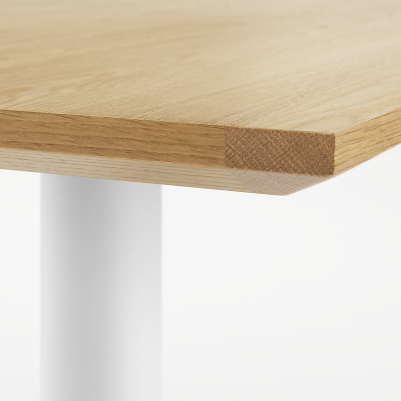Easy Rectangular with Steel Base Dining Table, White Oak, Matte White