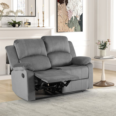  Modern Skin-Friendly Microfiber Manual Recline Sofa with Super Soft Backrest & Seat