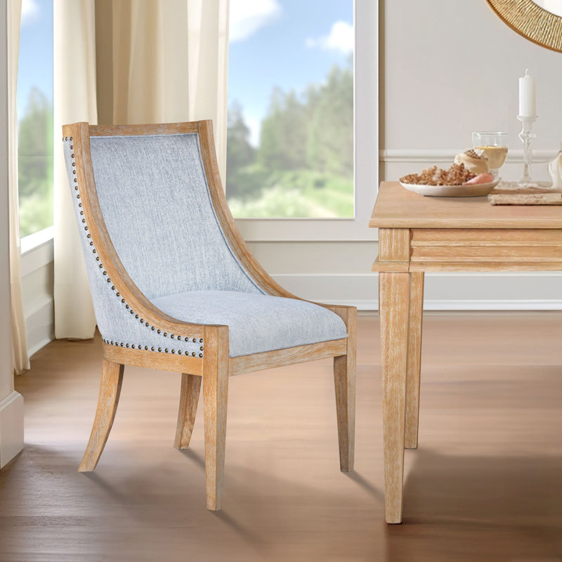 Bedford Elmcrest Upholstered Dining Chair with Nailhead Trim, Light Blue