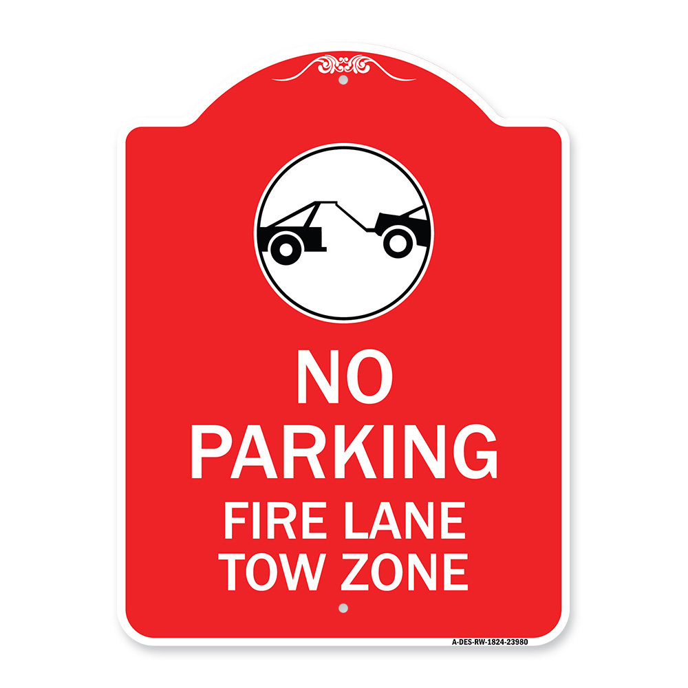 Signmission Designer Series Sign - Fire Lane, Tow Zone With Graphic ...