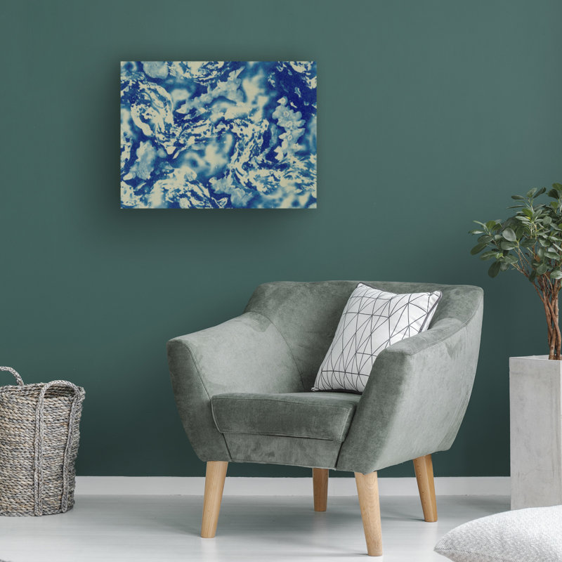Blue and White Abstract Canvas Art, 14" x 19"