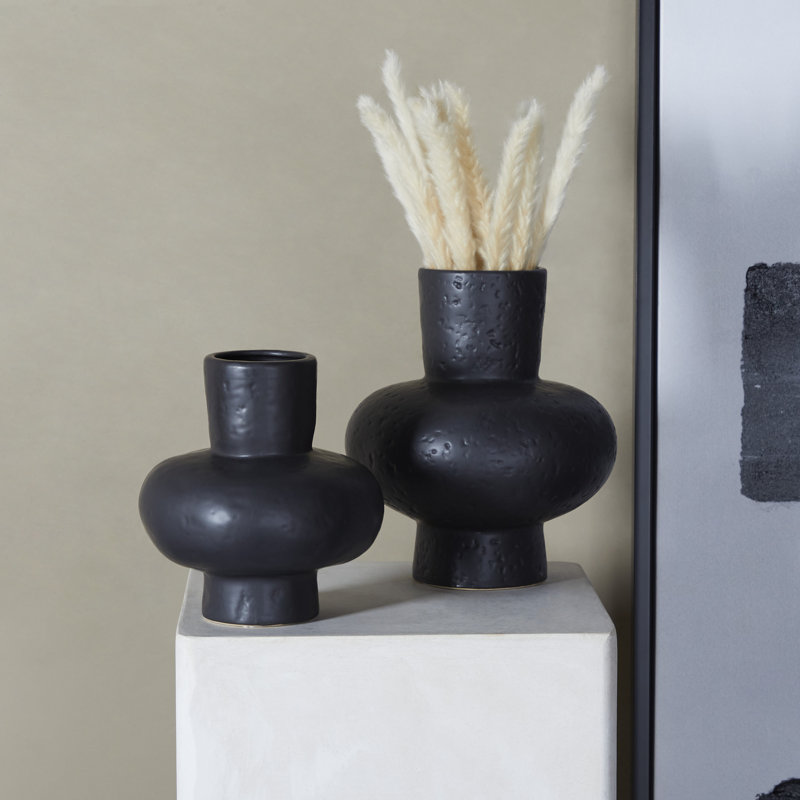 Ardi Stoneware Table Vase, Black