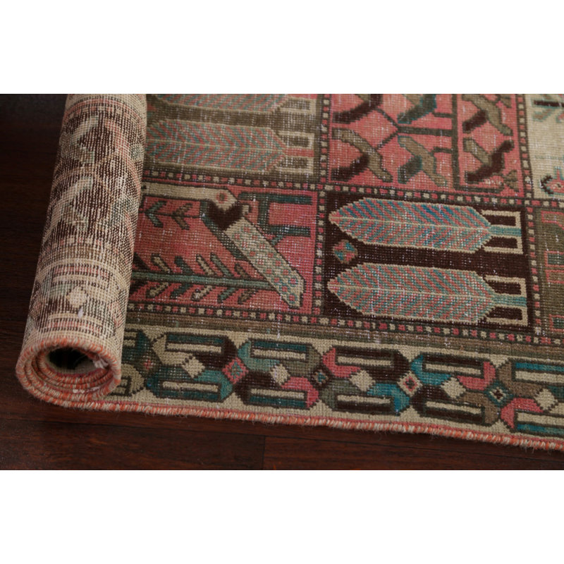 Tapis de couloir rétro de conception perse Bakhtiari noué à la main 4 x 9