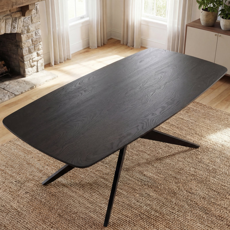 Table de salle à manger 69,3 "à piédestal rectangulaire avec structure en métal pour 4 à 6 personnes, Noir