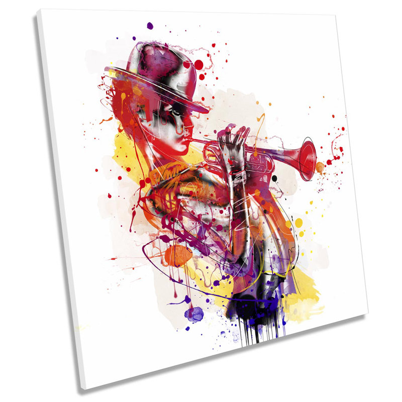 Z0109 Jazz Trumpet - Wrapped Canvas Painting, 60cm H x 60cm W x 2cm D