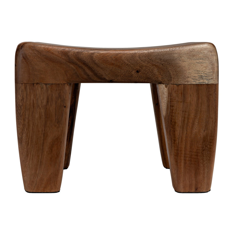 Medium Brown Solid Wood Modern Accent Stool