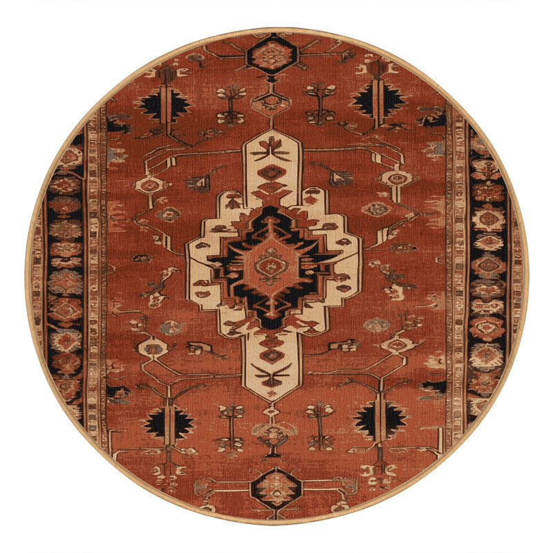 Tapis brun lavable à la machine, Rond 3 pi