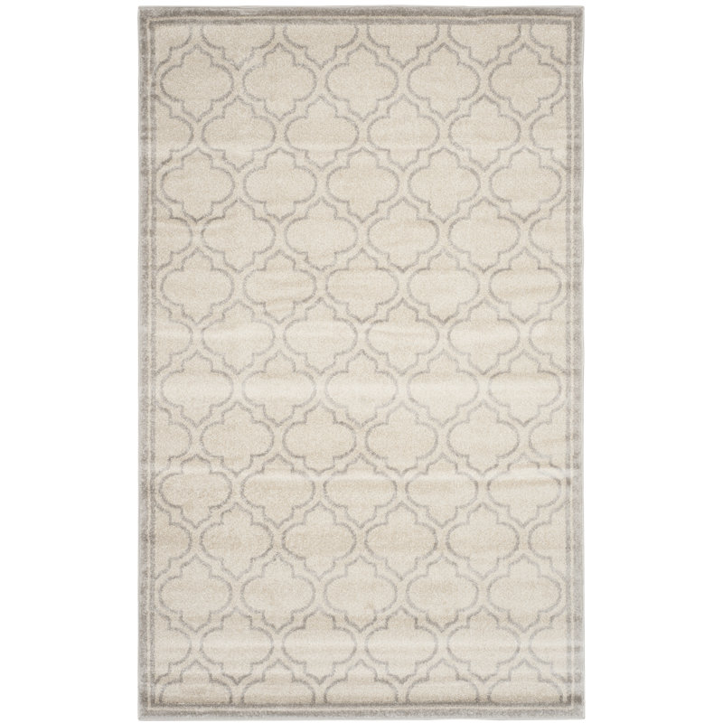 Tapis gris clair / ivoire à motif géométrique Ammundsen, Rectangle 9 pi x 12 pi