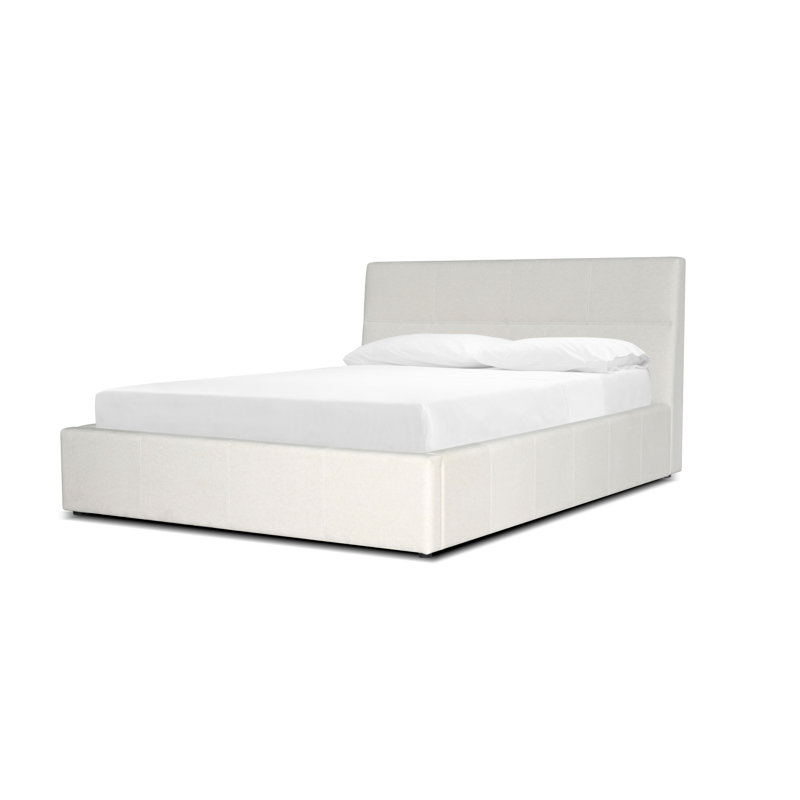 Lit plateforme tapissier, Grand, Ivoire ivoire