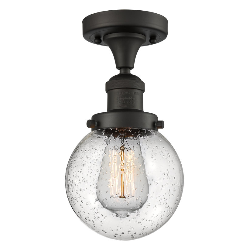 Plafonnier semi-encastré simple sphère 6 po Araujo, Ampoule DEL 6 watts Vinage, Grainé, Bronze huilé
