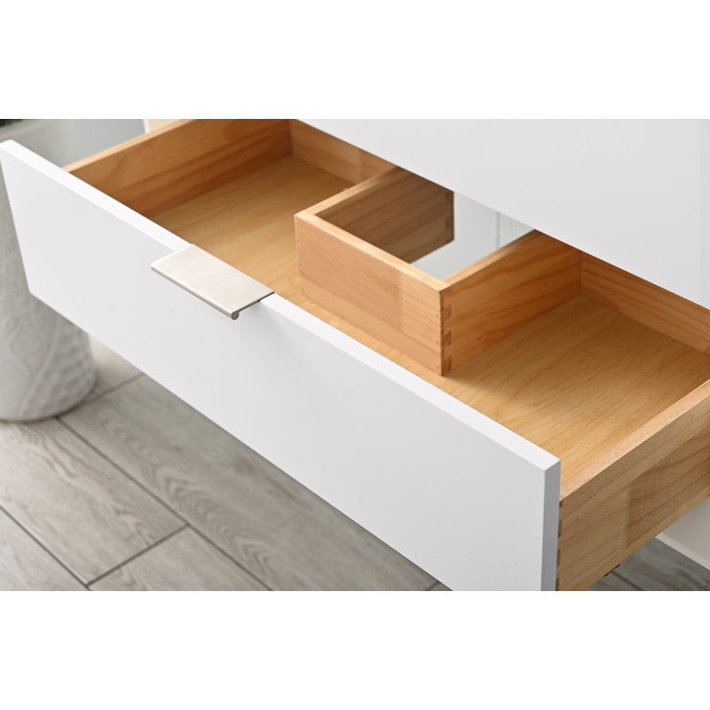 Ensemble de meuble-lavabo simple 30 po Lelanie, Blanc, Nickel brossé