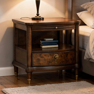 Table de bout Raam, plateau de 24 pouces avec tablette inférieure, brun cerise foncé