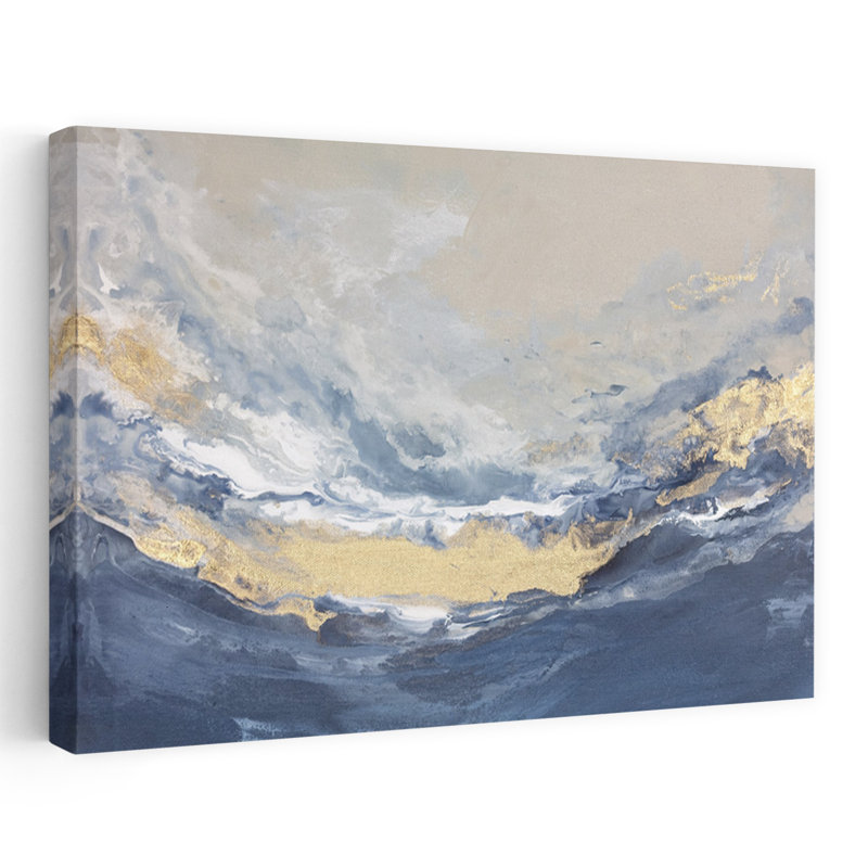 Contemporary Art Abstract Contemporary Elegant Coastal Ocean Art, 16'' H x 24'' W