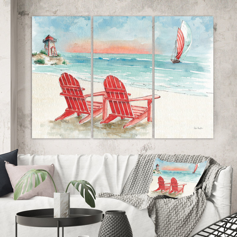 « côtier chaise relax beach ii », peinture sur toile, reproduction d’image multi-pièces, H 32 po x l 48 po x P 1 po