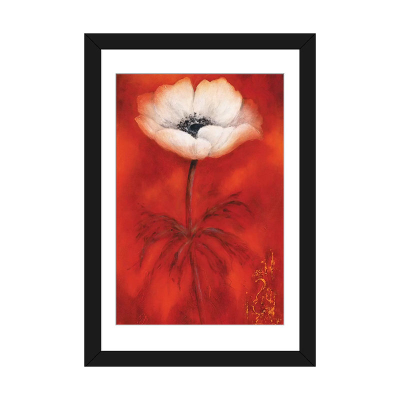 « anemone ii », reproduction sur toile, Papier d'art encadré noir, Blanc, H 32 po x l 24 po x P 1 po