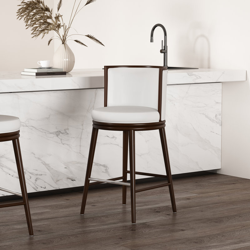 Tabouret de bar Evalyn, Blanc, Tabouret de bar (siège d'une hauteur de 29,3 po)