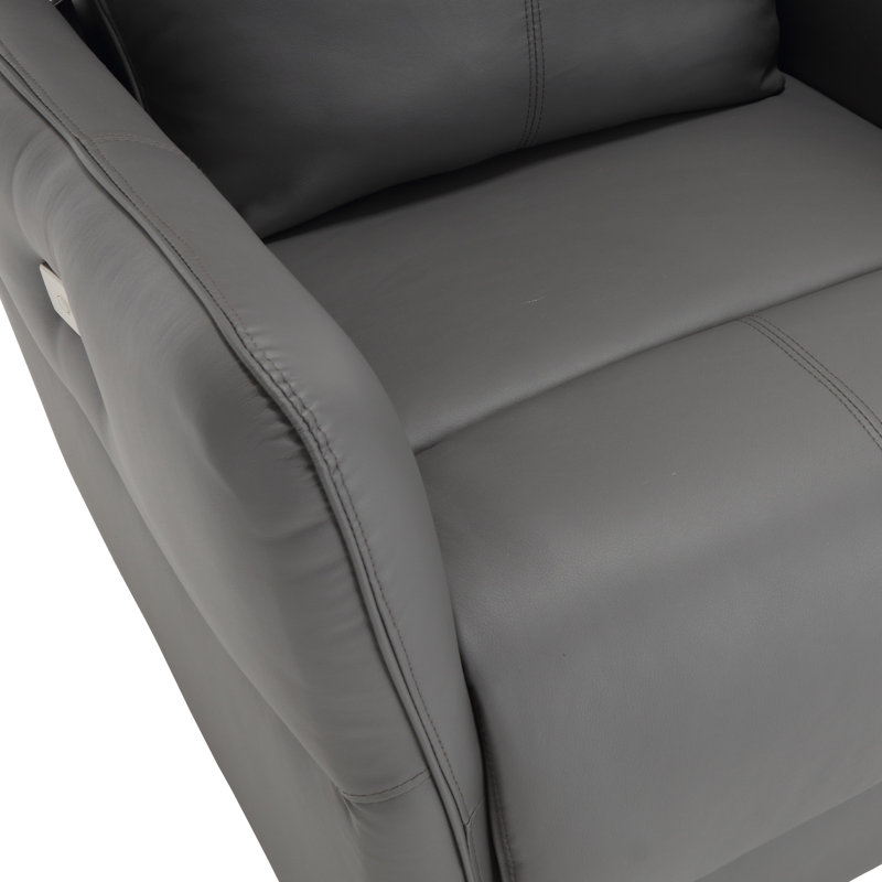 270° Swivel Power Recliner Nursery Rocker Glider Chairs,PU Leather, Gray
